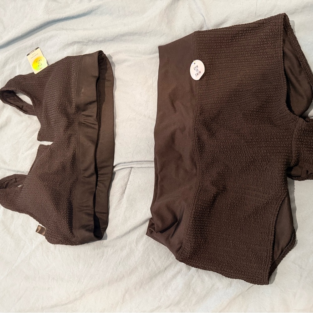Victoria’s Secret Black Textured Two-Piece Gym to Swim Set